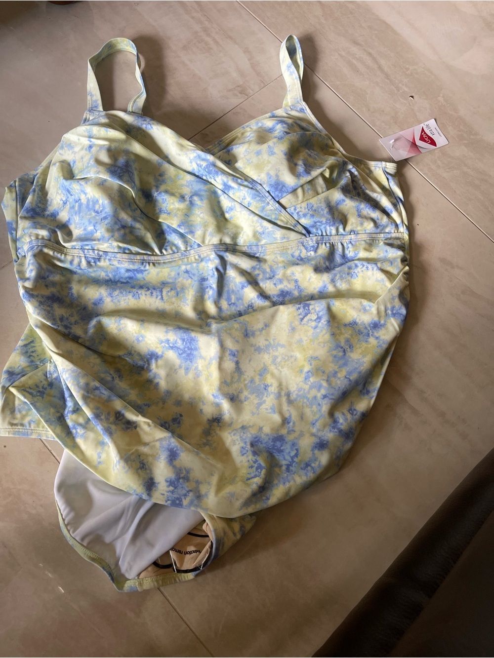 Yellow and Blue One-Piece Swimsuit